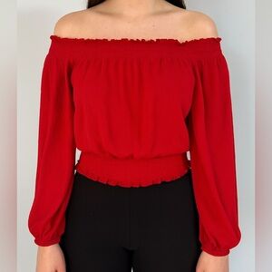 H&M Vibrant Red Smocked Top